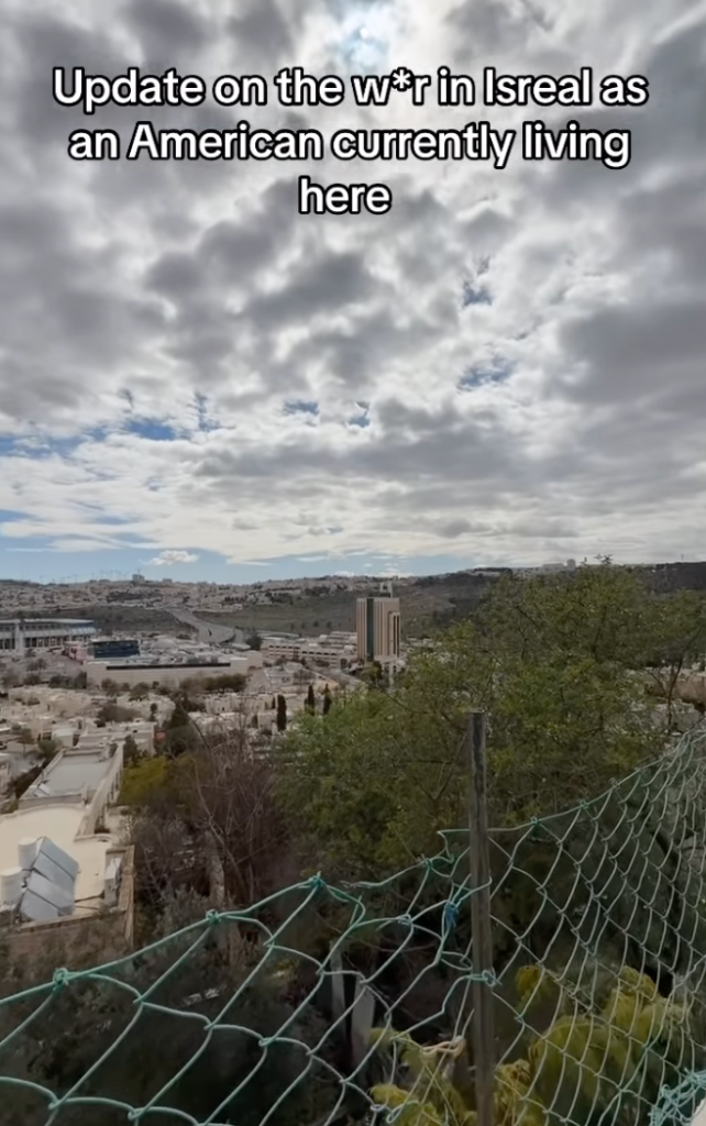 Sirens could be heard in her video as she fled the shelter, and at one point she even aimed her camera at what appeared to be missiles flying through the air.
